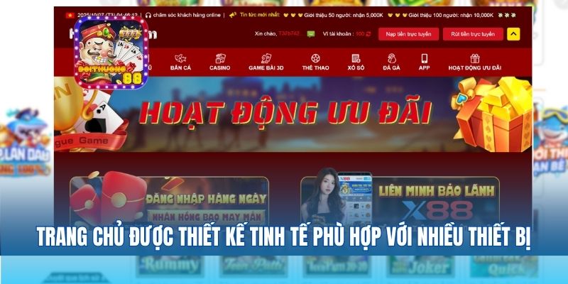 Giao diện trang chủ được thiết kế tinh tế và phù hợp với nhiều thiết bị