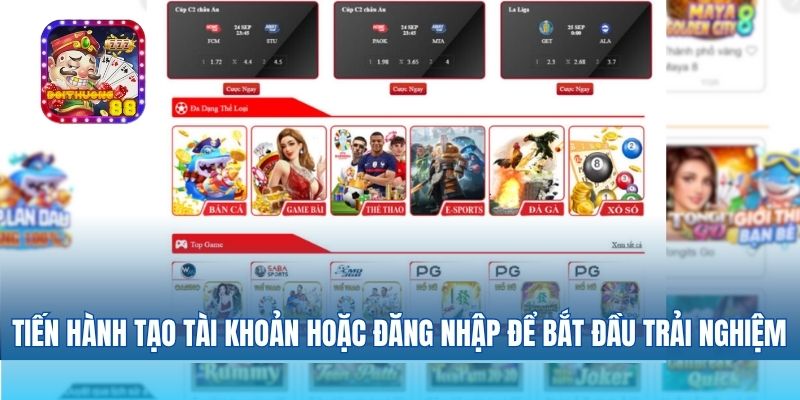 Tiến hành tạo tài khoản hoặc đăng nhập để bắt đầu trải nghiệm